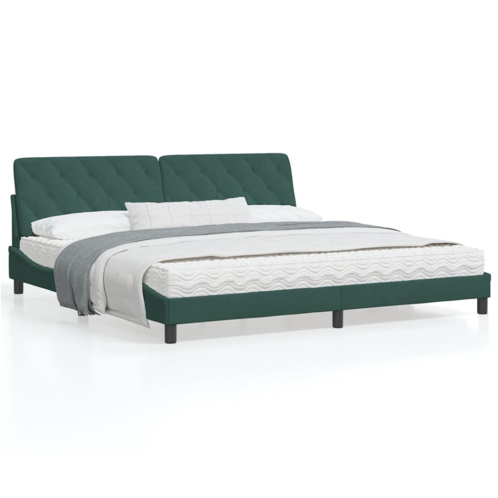 vidaXL Bed Frame without Mattress Dark Green 200x200 cm Velvet