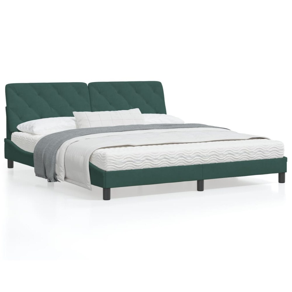 vidaXL Bed Frame without Mattress Dark Green 180x200 cm Velvet