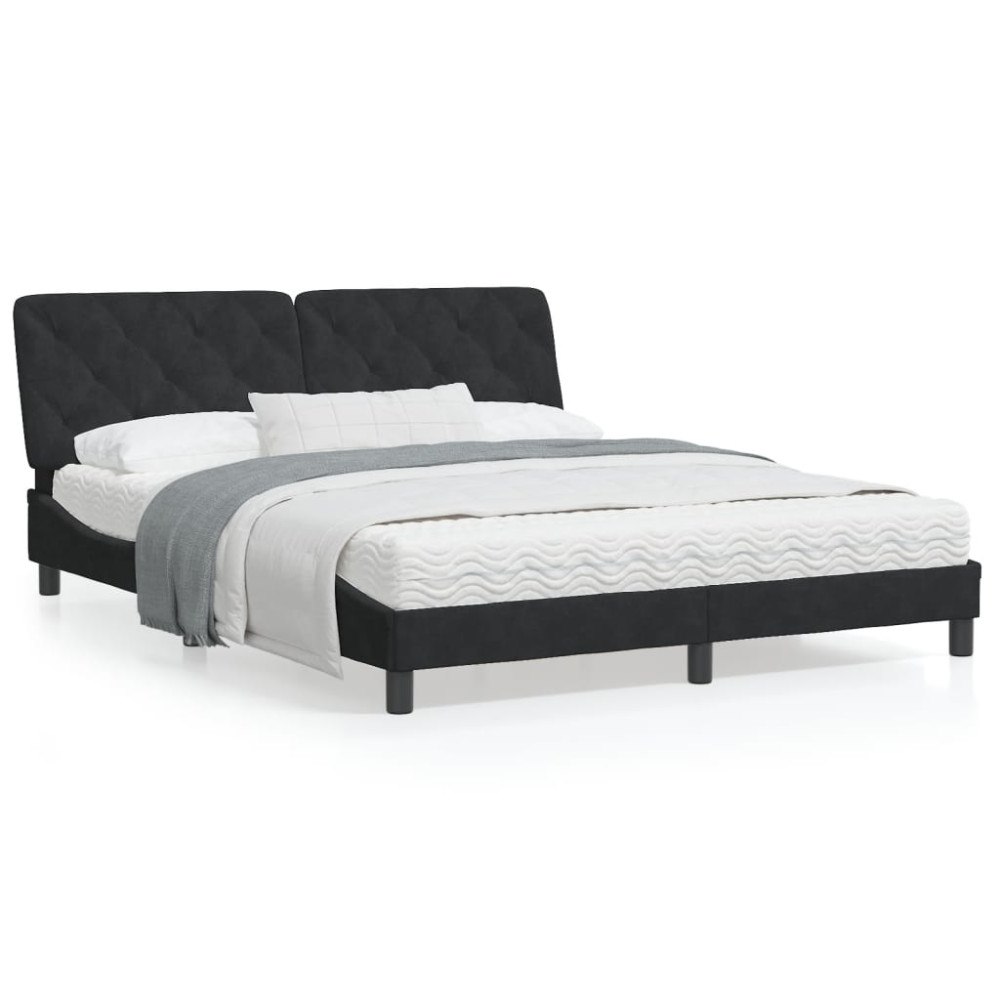 vidaXL Bed Frame without Mattress Black 160x200 cm Velvet