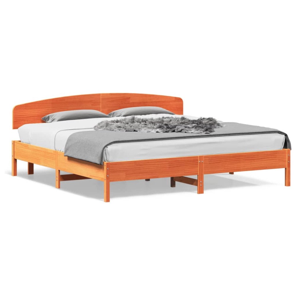 vidaXL Sängram utan madrass vaxbrun 180x200 cm massiv furu