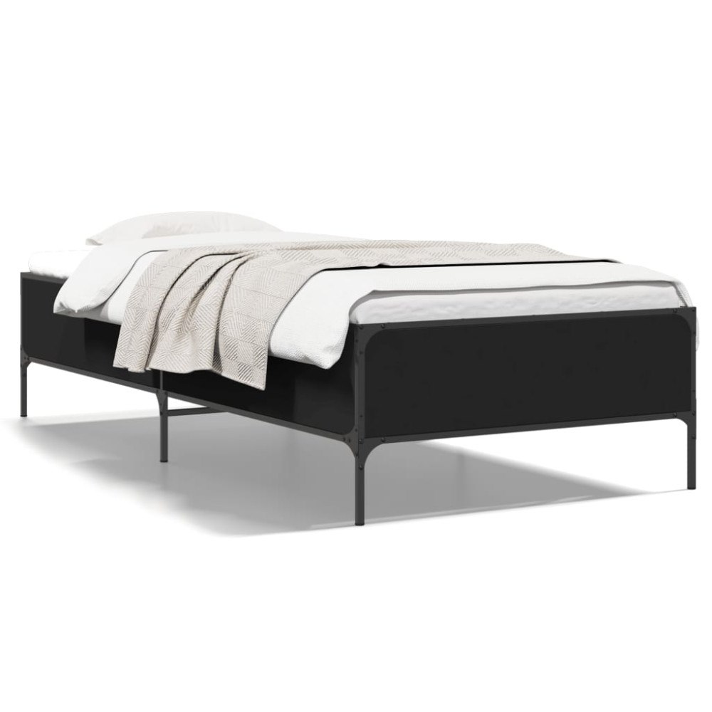 vidaXL Sängram svart 75x190 cm konstruerat trä och metall