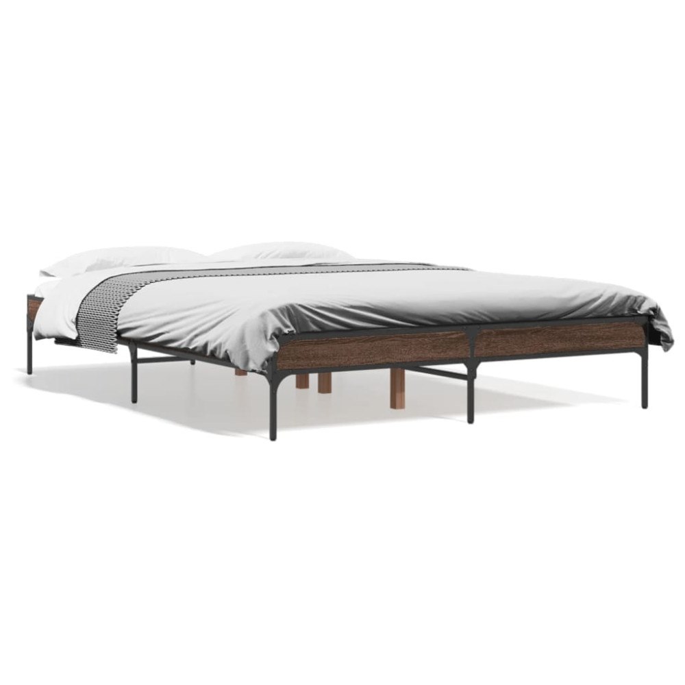 vidaXL Sängram brun ek 120x190 cm konstruerat trä och metall