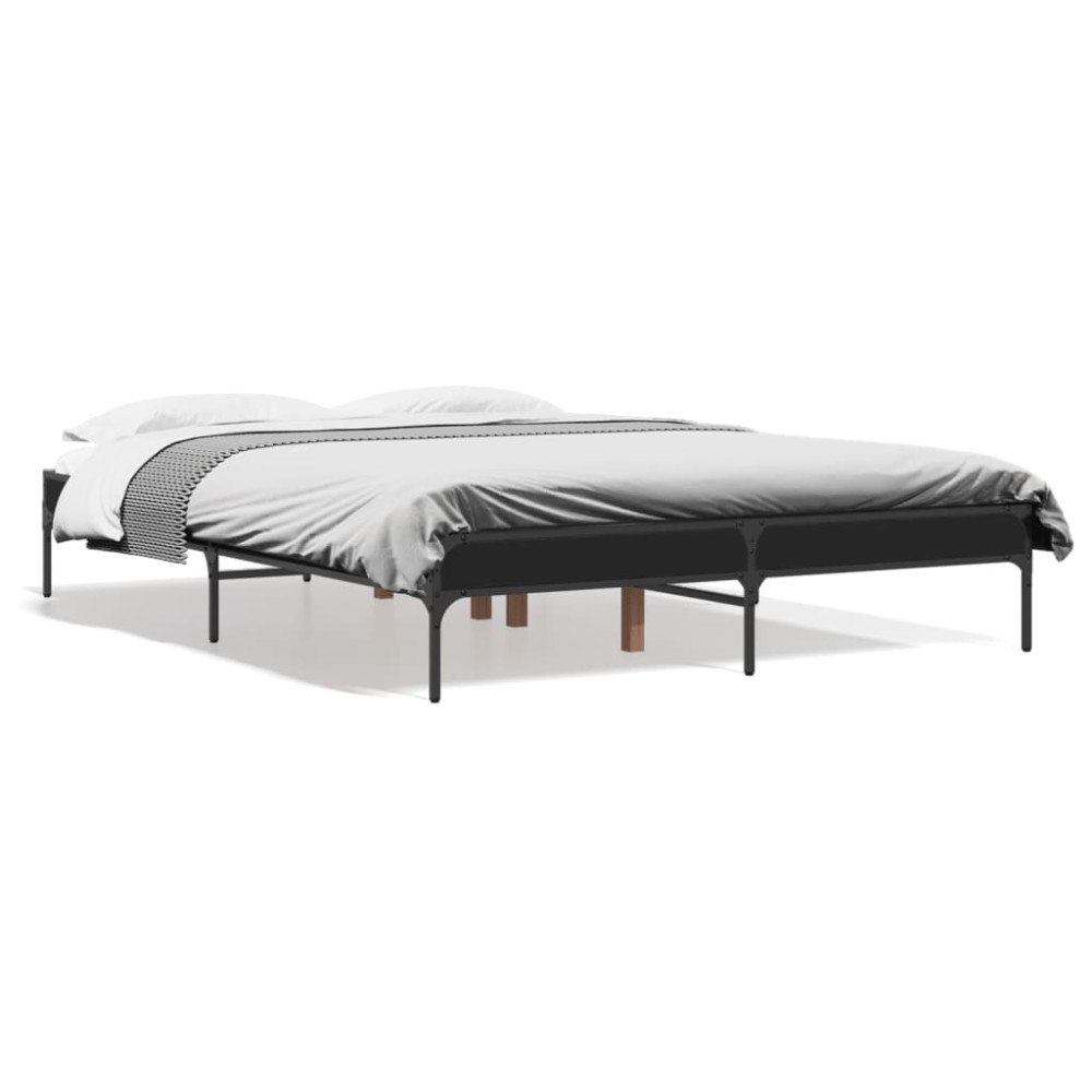 vidaXL Sängram svart 120x190 cm konstruerat trä och metall