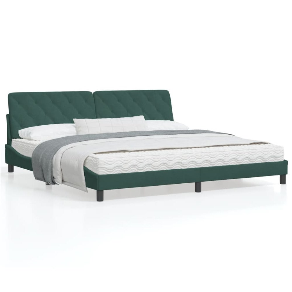 vidaXL Bed Frame with LED without Mattress Dark Green 200x200 cm Velvet