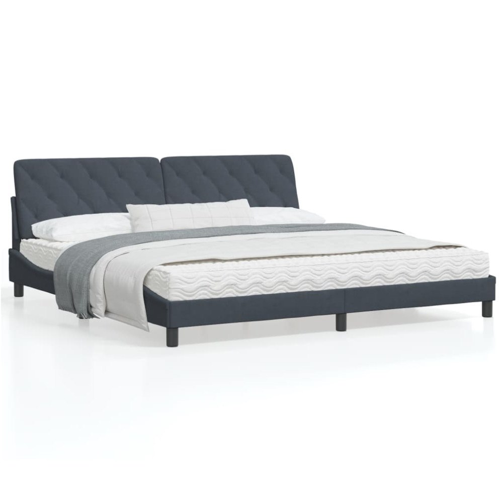 vidaXL Bed Frame with LED without Mattress Dark Grey 200x200 cm Velvet