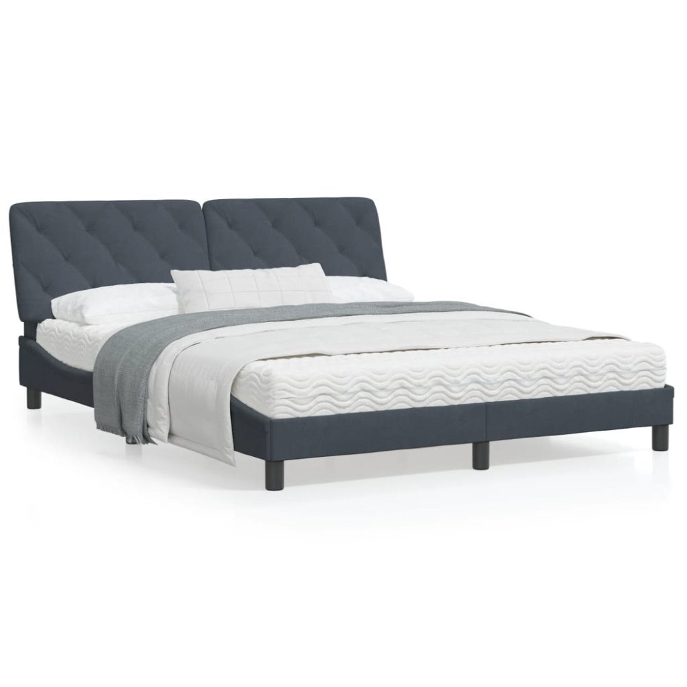 vidaXL Bed Frame with LED without Mattress Dark Grey 160x200 cm Velvet