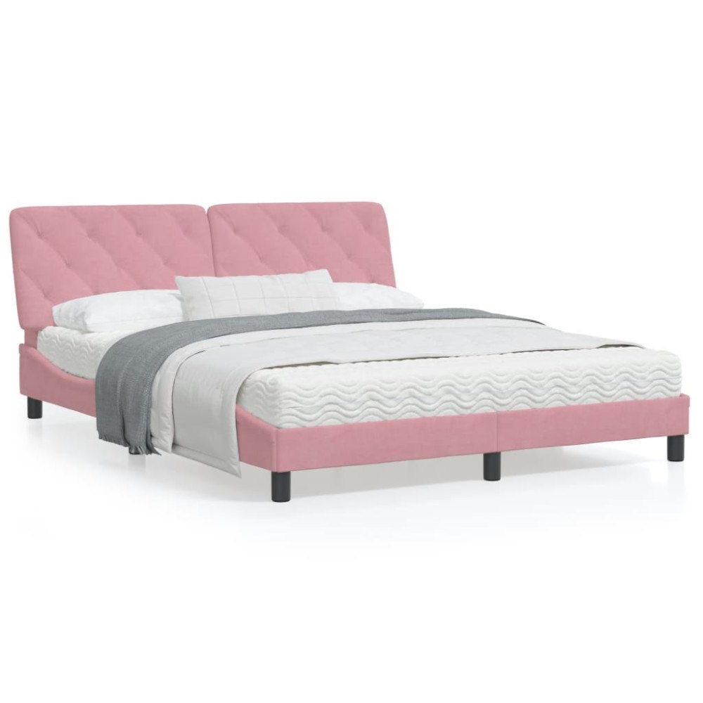 vidaXL Bed Frame without Mattress Pink 160x200 cm Velvet