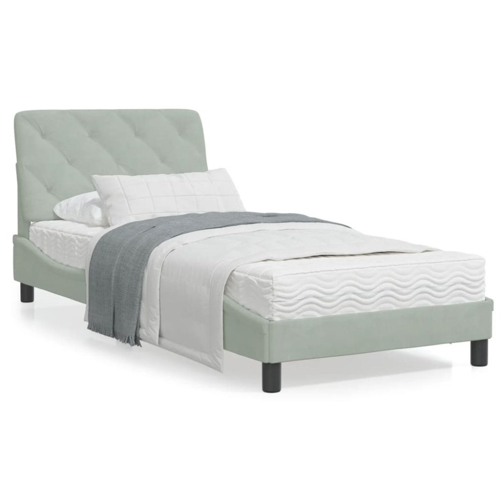 vidaXL Bed Frame without Mattress Light Grey 90x200 cm Velvet
