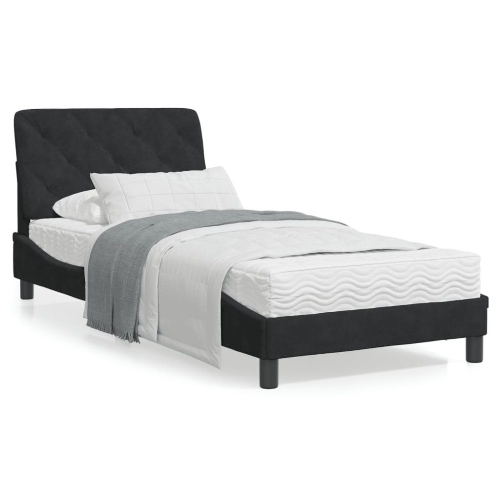 vidaXL Bed Frame without Mattress Black 90x200 cm Velvet
