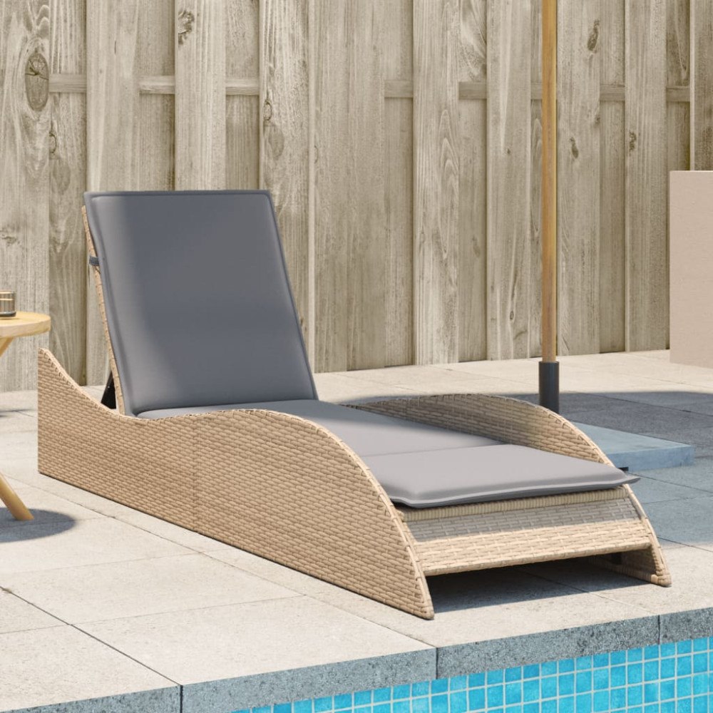 vidaXL Solsäng med dyna beige 60x205x73 cm konstrotting