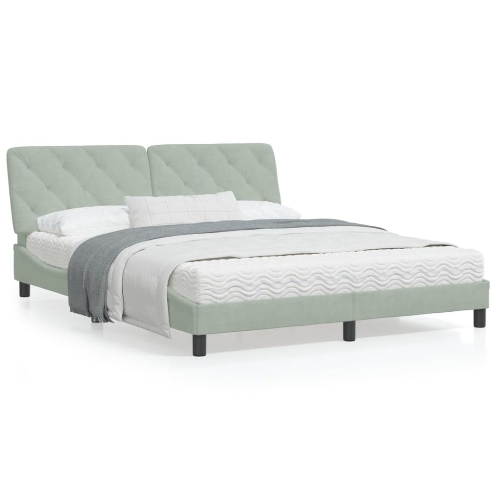 vidaXL Bed Frame without Mattress Light Grey 160x200 cm Velvet