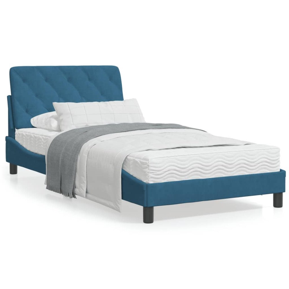 vidaXL Bed with Mattress Blue 100x200 cm Velvet