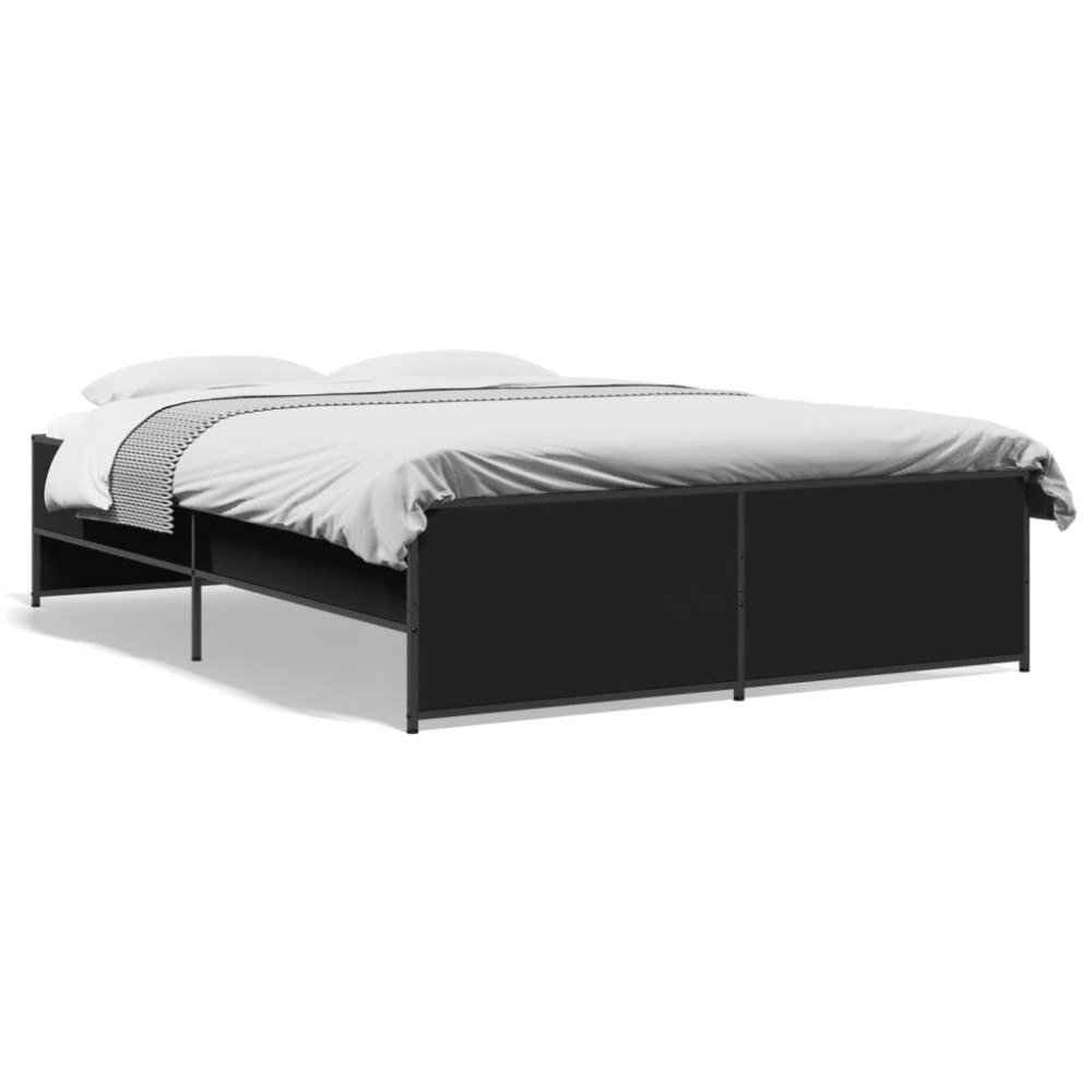 vidaXL Sängram svart 140x190 cm konstruerat trä och metall