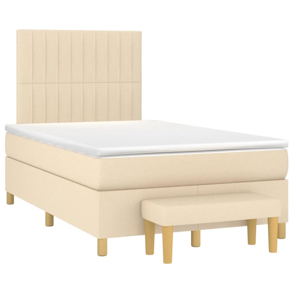 vidaXL Ramsäng med madrass gräddvit 120x190 cm tyg