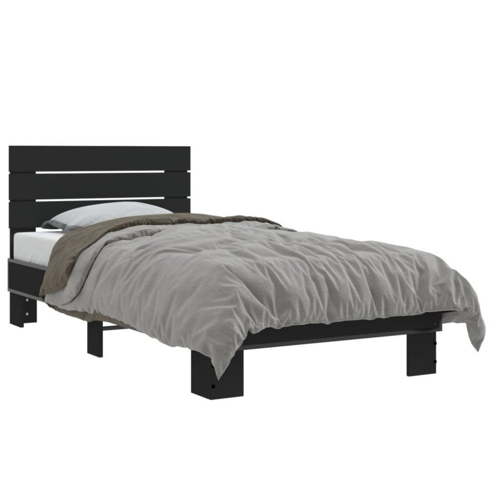 vidaXL Sängram svart 75x190 cm konstruerat trä och metall