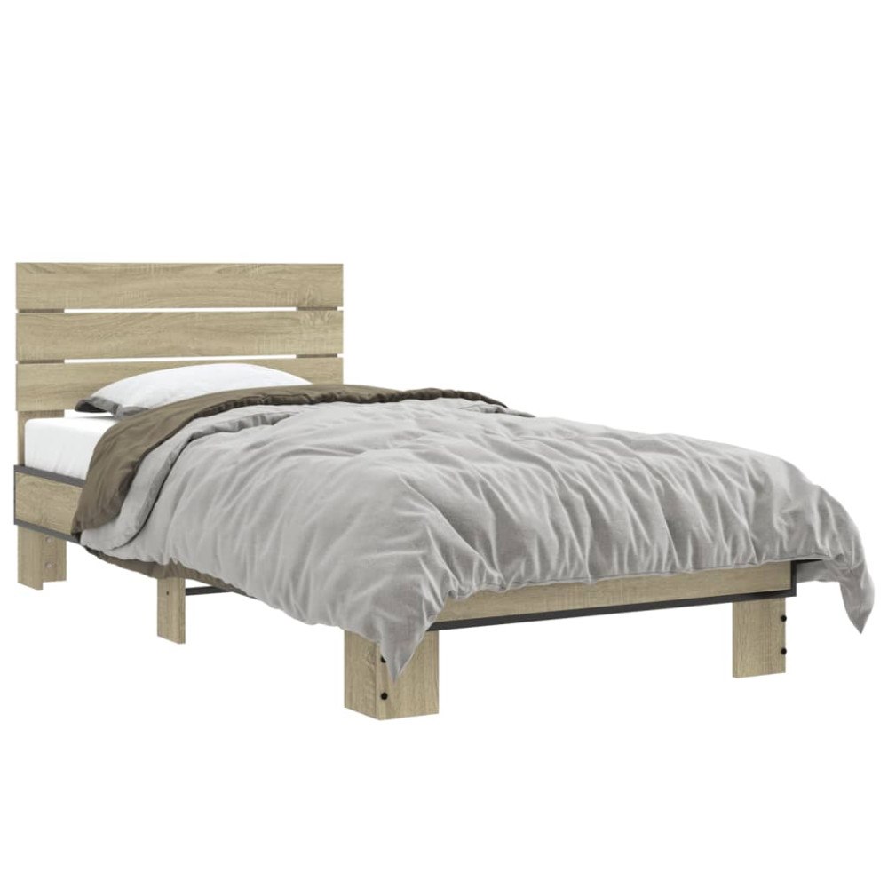 vidaXL Sängram sonoma-ek 90x190 cm konstruerat trä och metall