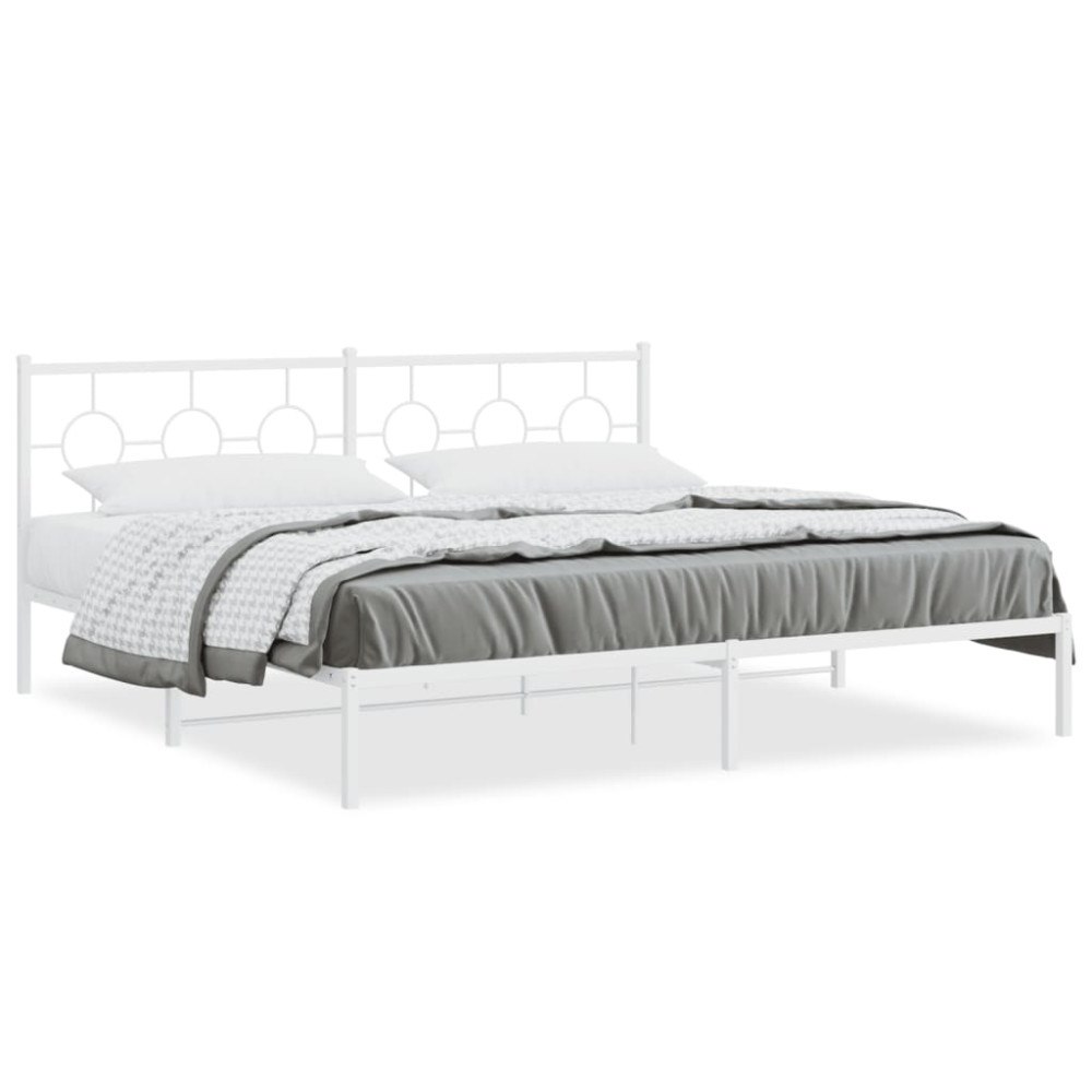 vidaXL Sängram med huvudgavel metall vit 193x203 cm