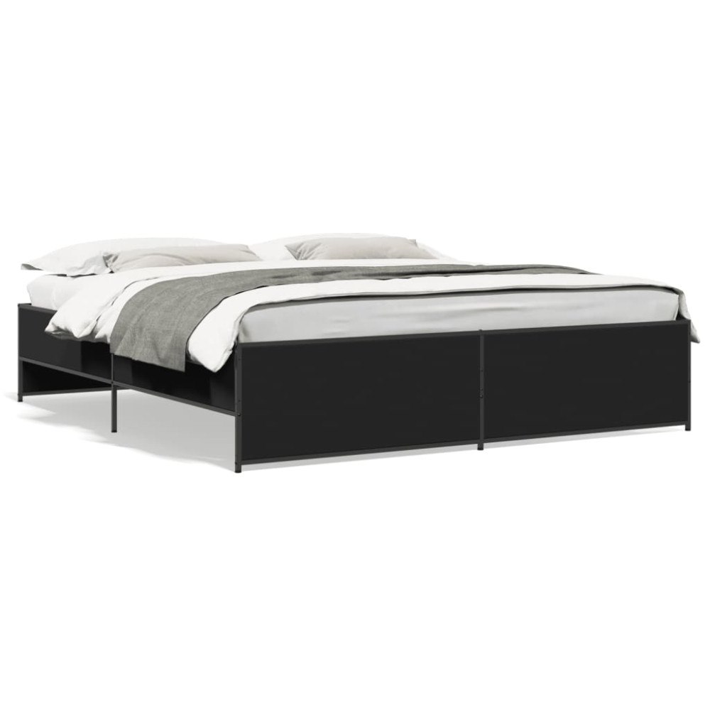 vidaXL Sängram svart 200x200 cm konstruerat trä och metall