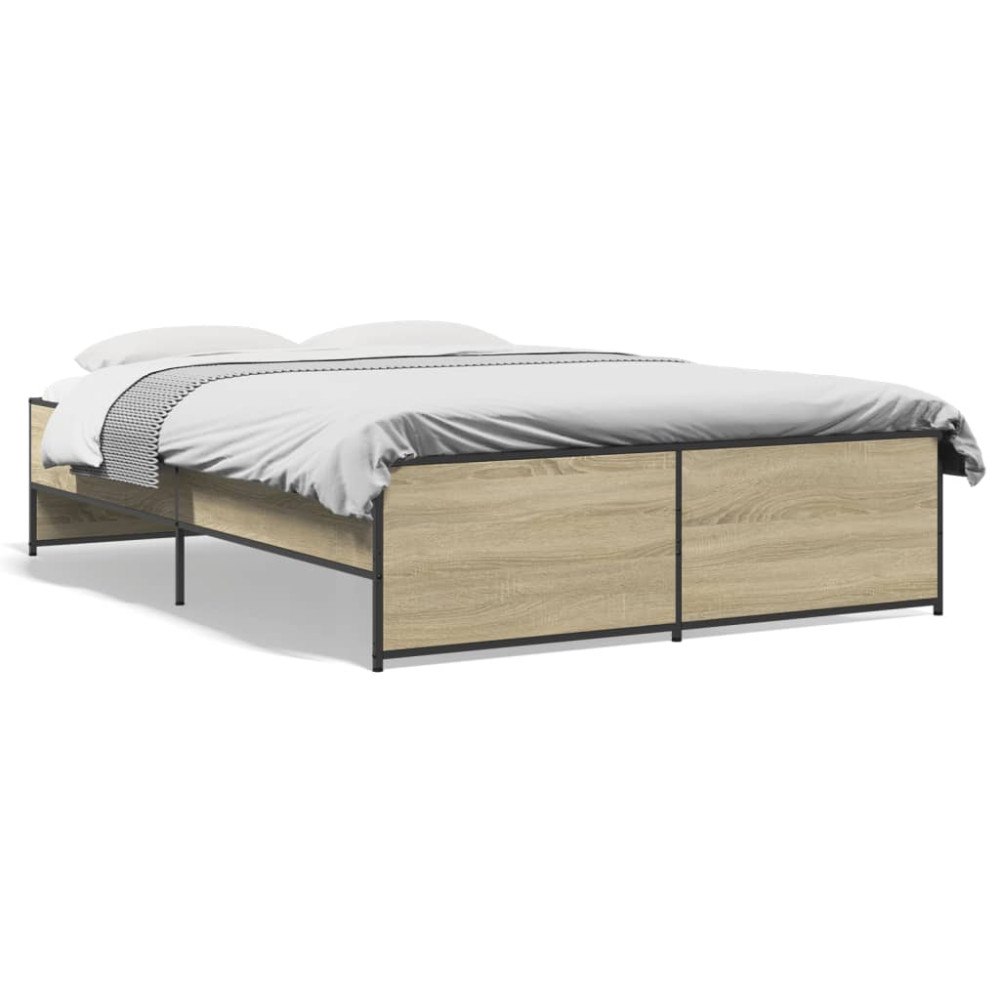 vidaXL Sängram sonoma-ek 120x190 cm konstruerat trä och metall
