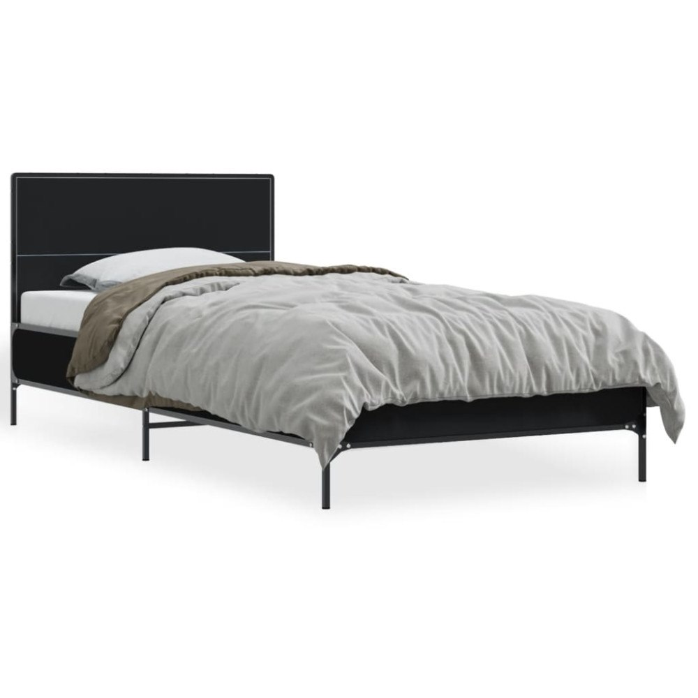 vidaXL Sängram svart 90x200 cm konstruerat trä och metall
