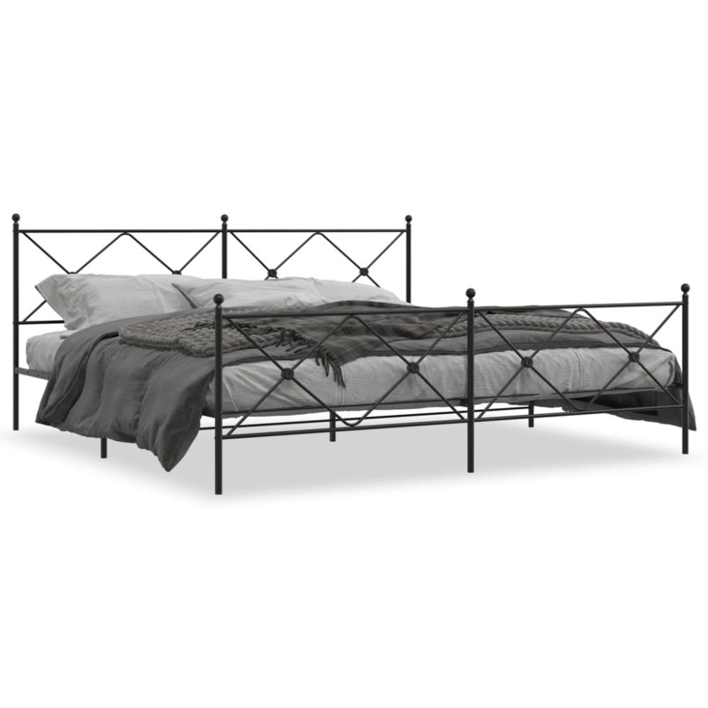 vidaXL Sängram med huvudgavel och fotgavel svart metall 193x203 cm