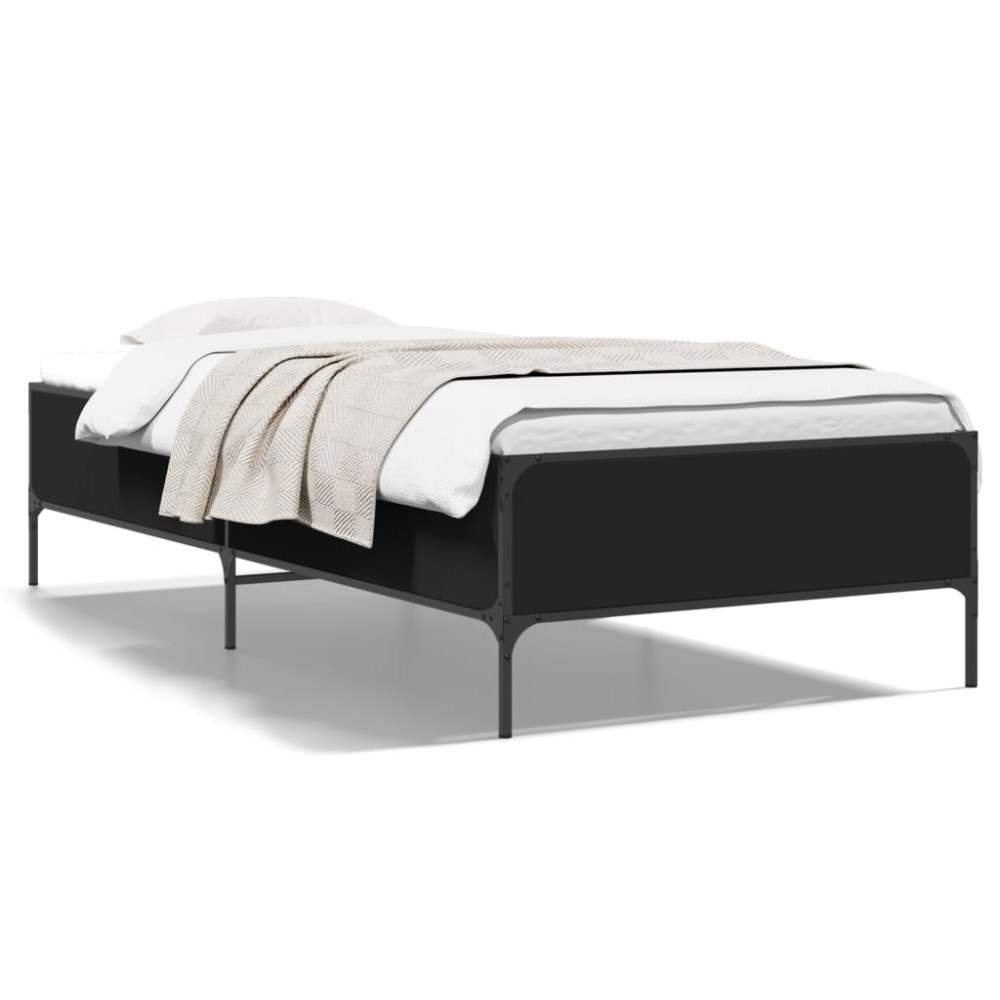 vidaXL Sängram svart 90x200 cm konstruerat trä och metall
