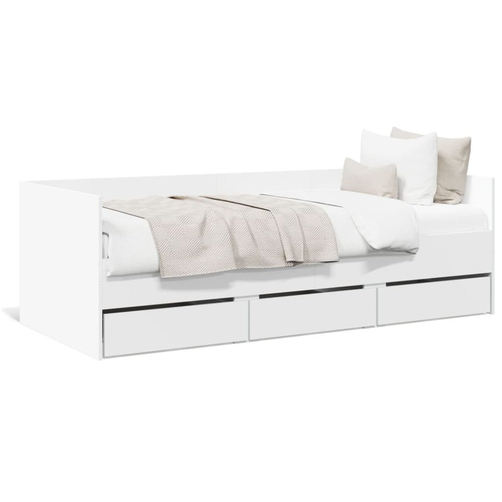 vidaXL Dagbädd med lådor utan madrass vit 90x190 cm