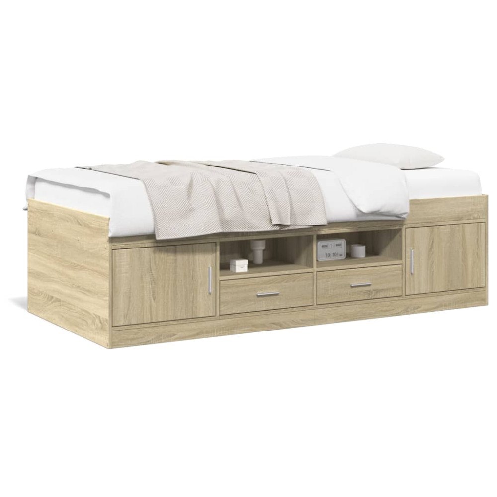 vidaXL Dagbädd med lådor utan madrass sonoma-ek 90x190 cm