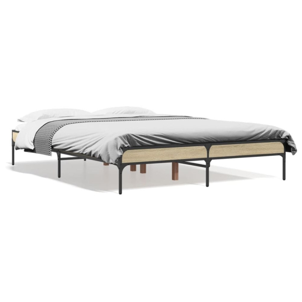 vidaXL Sängram sonoma-ek 120x200 cm konstruerad trä och metall