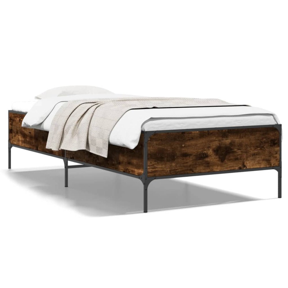 vidaXL Sängram rökfärgad ek 90x200 cm konstruerat trä och metall