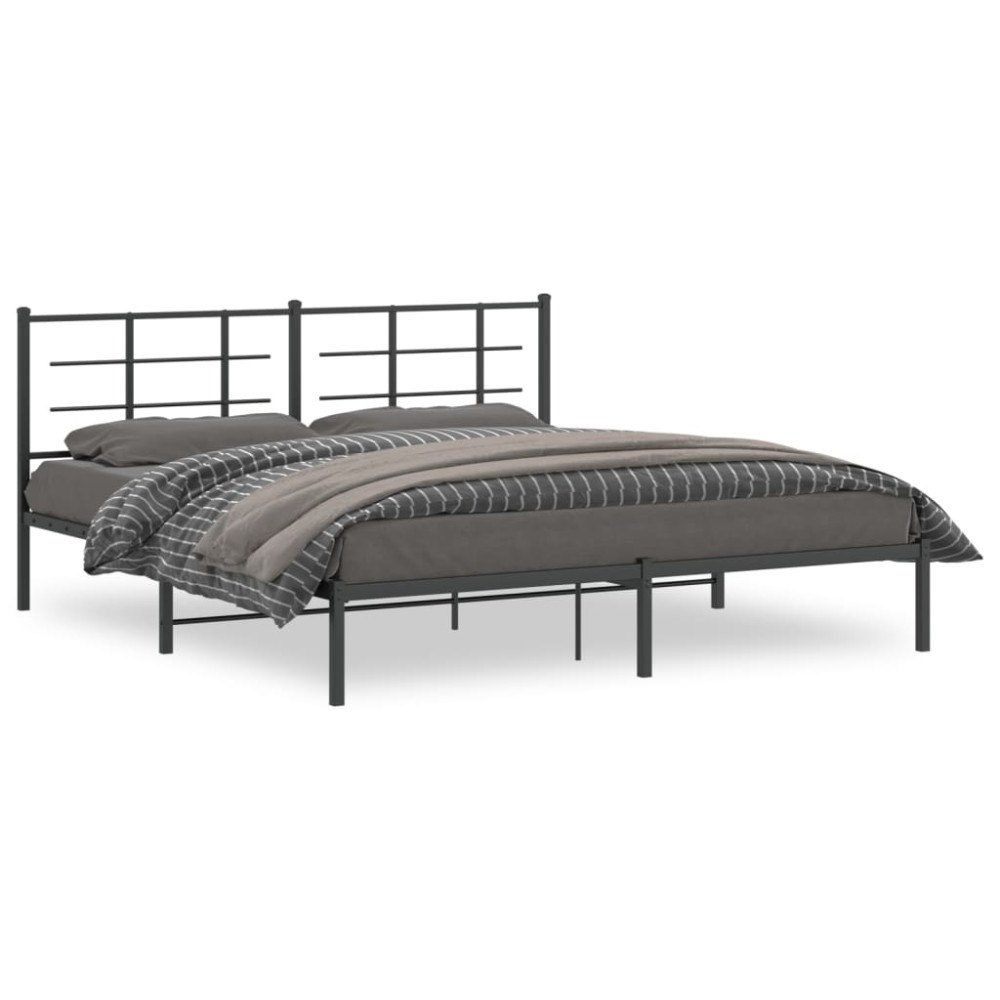 vidaXL Sängram med huvudgavel metall svart 183x213 cm