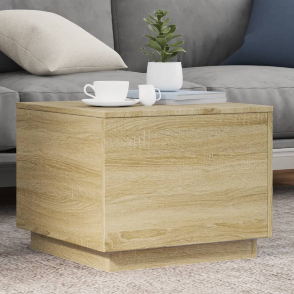 vidaXL Soffbord med LED sonoma-ek 50x50x40 cm