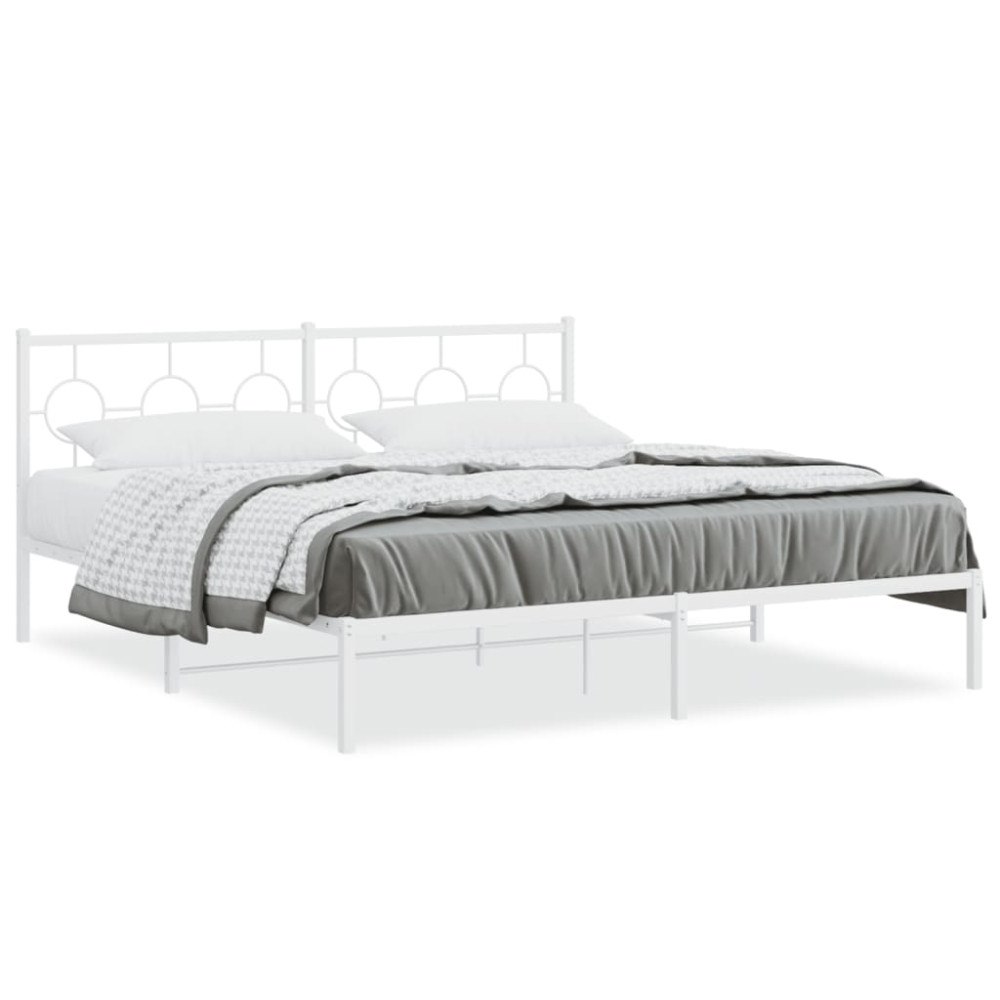 vidaXL Sängram med huvudgavel metall vit 183x213 cm