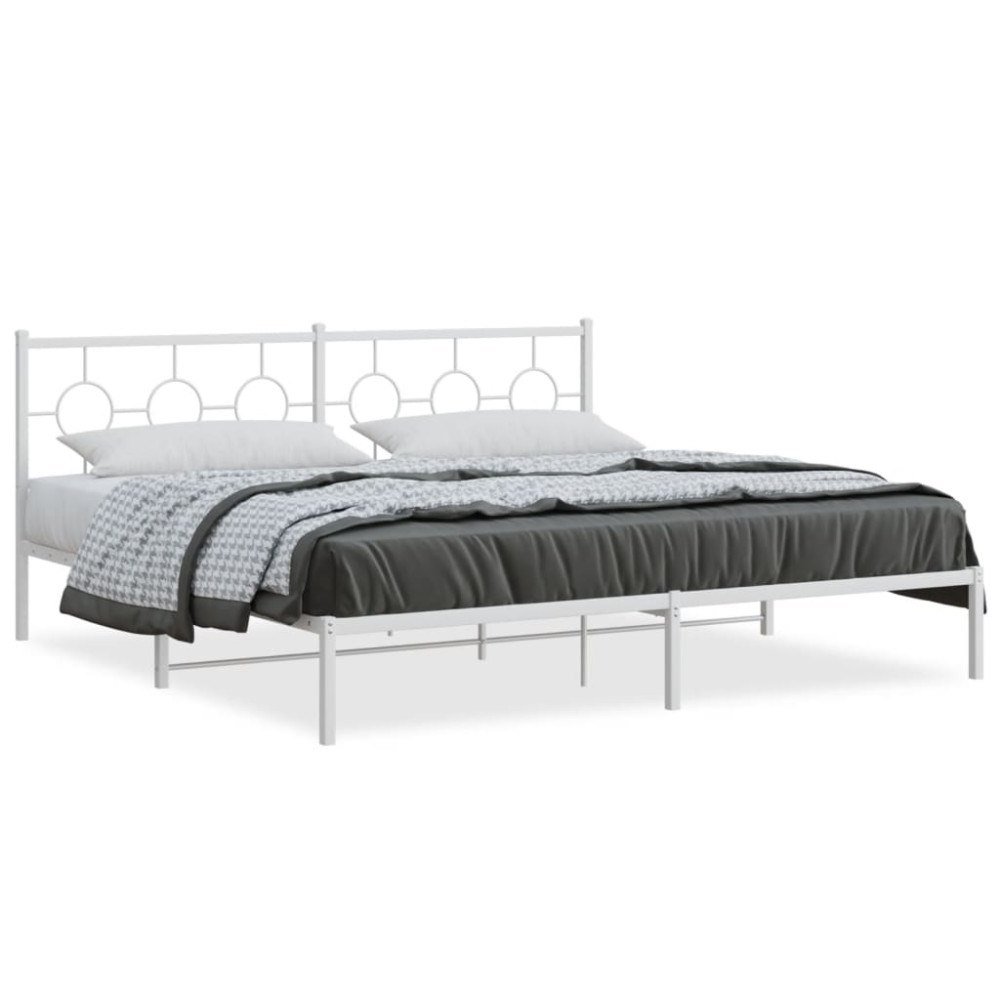 vidaXL Sängram med huvudgavel metall vit 200x200 cm