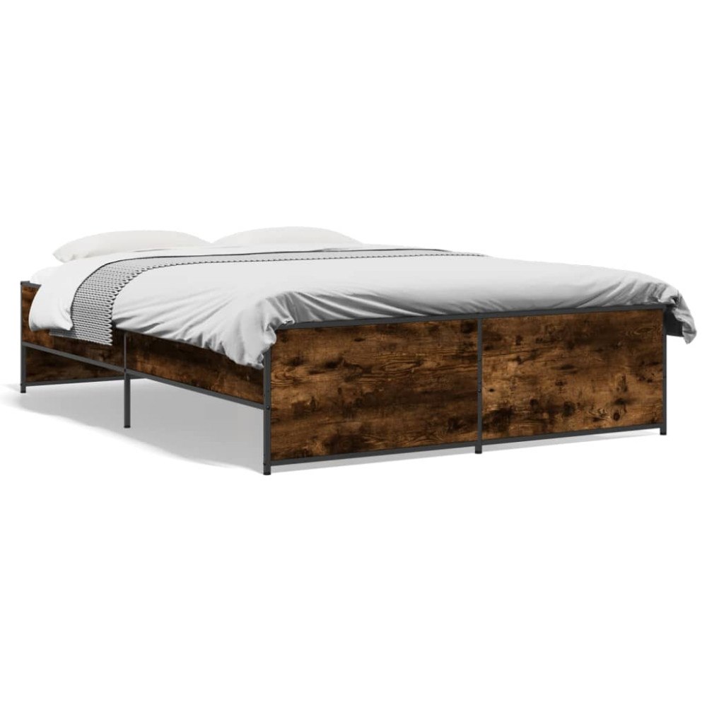 vidaXL Sängram rökfärgad ek 120x190 cm konstruerat trä och metall