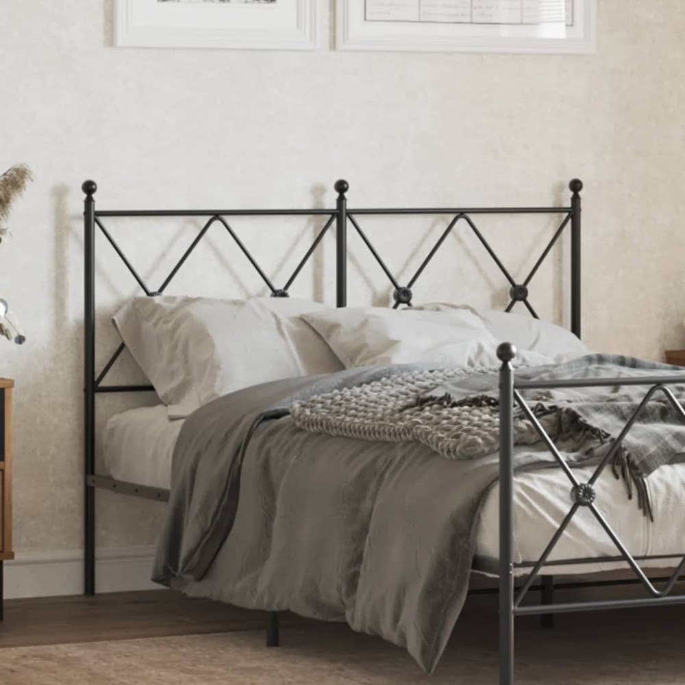vidaXL Huvudgavel metall svart 120 cm
