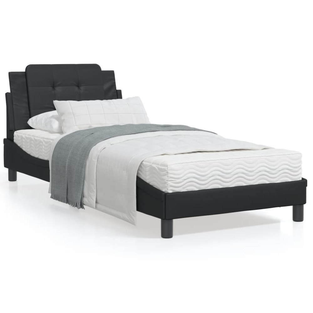 vidaXL Bed Frame without Mattress "Zadar" Black 90x190 cm Faux Leather