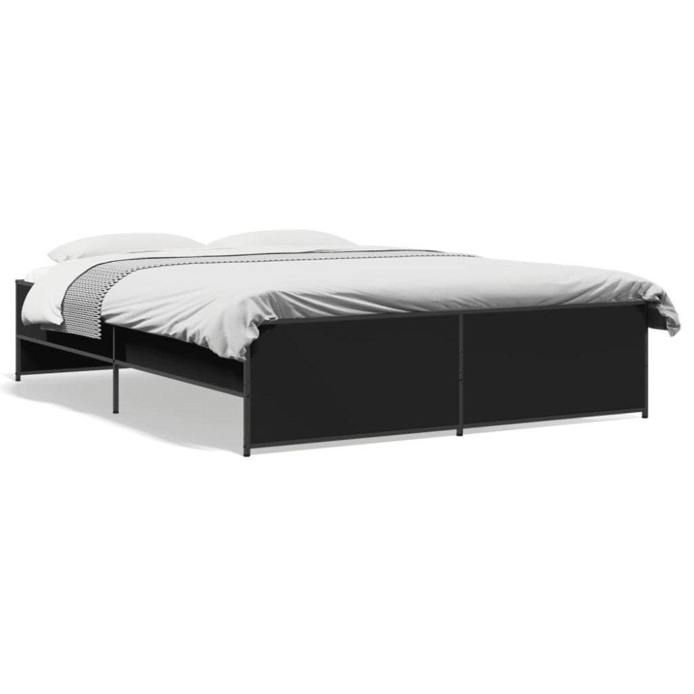 vidaXL Sängram svart 150x200 cm konstruerat trä och metall