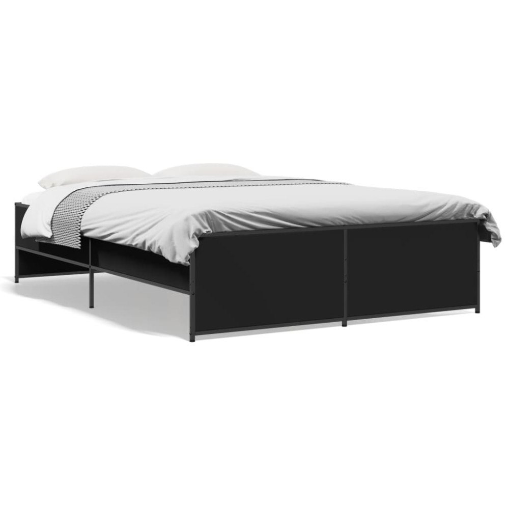 vidaXL Sängram svart 120x190 cm konstruerat trä och metall