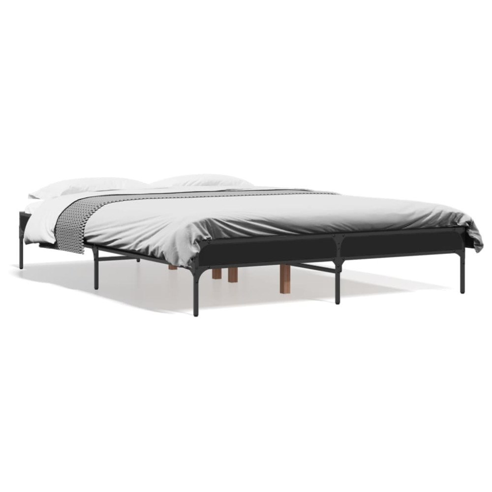 vidaXL Sängram svart 120x200 cm konstruerat trä och metall