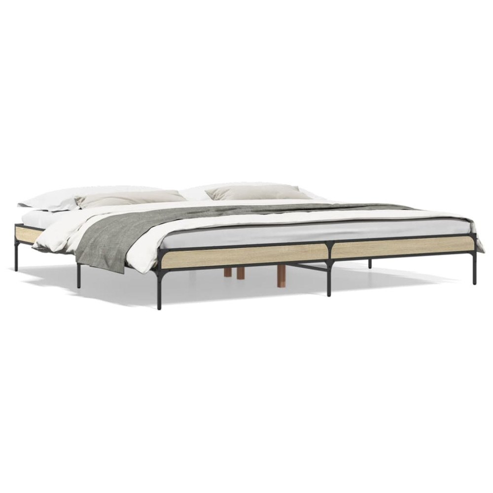 vidaXL Sängram sonoma-ek 200x200 cm konstruerat trä och metall