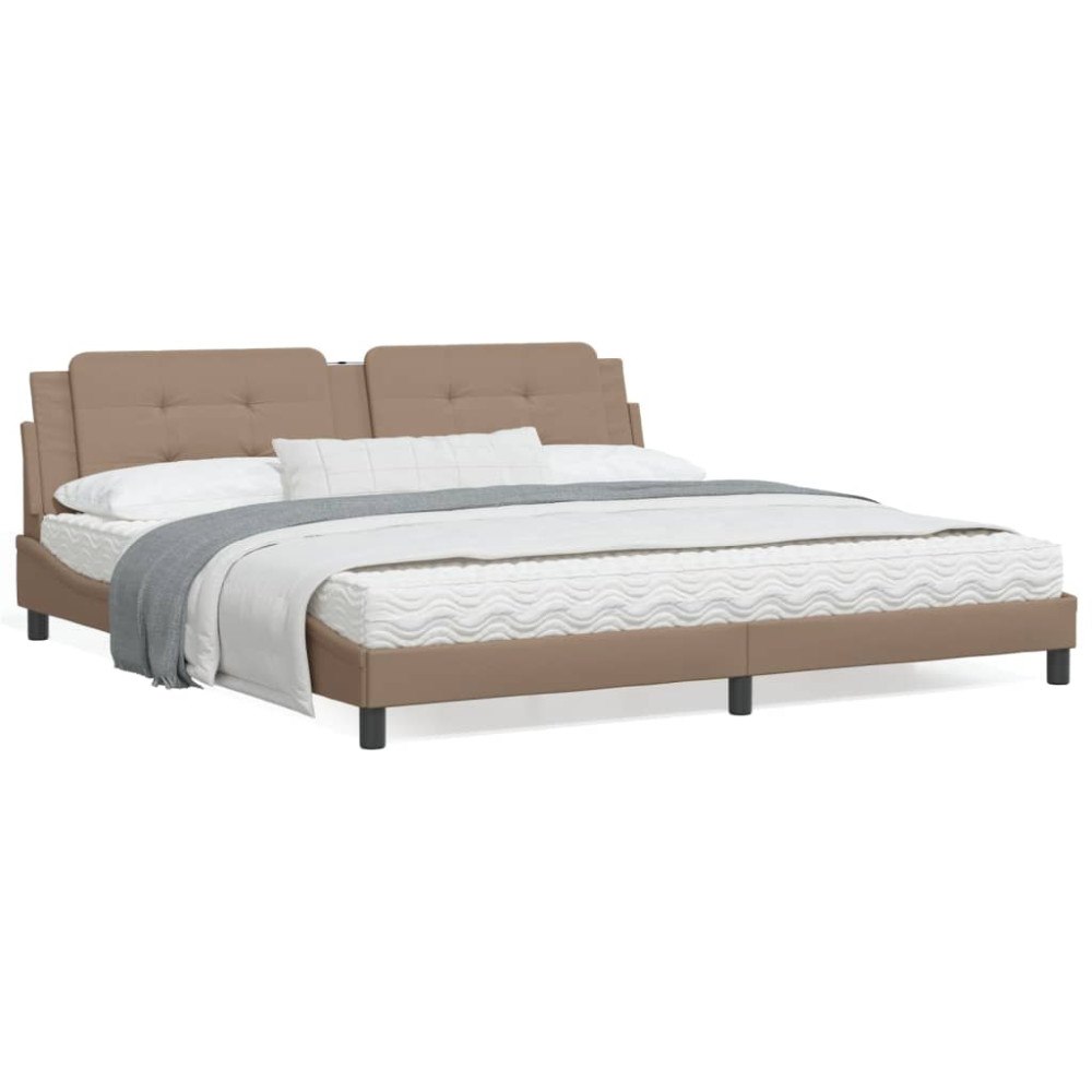 vidaXL Bed Frame with LED without Mattress "Zadar" Cappuccino 200x200 cm