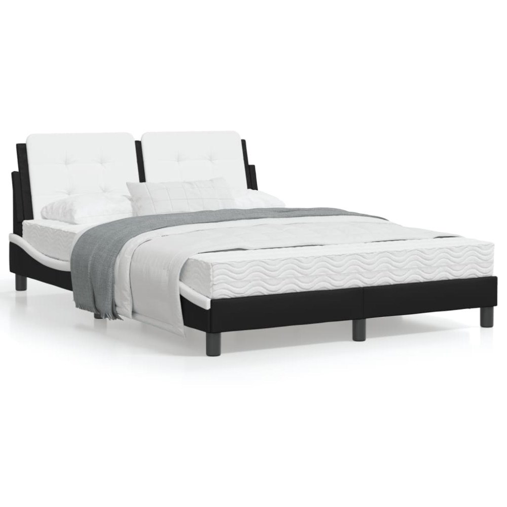 vidaXL Bed Frame without Mattress "Zadar" Black and White 180x200 cm Faux Leather