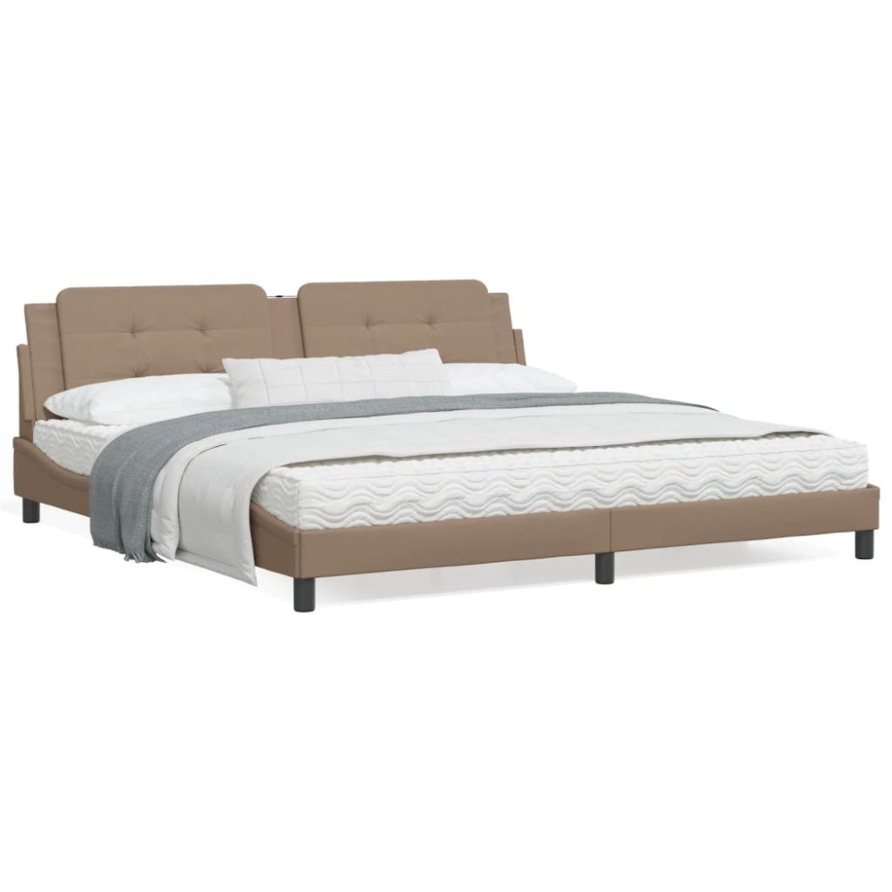 vidaXL Bed Frame without Mattress "Zadar" Cappuccino 200x200 cm Faux Leather