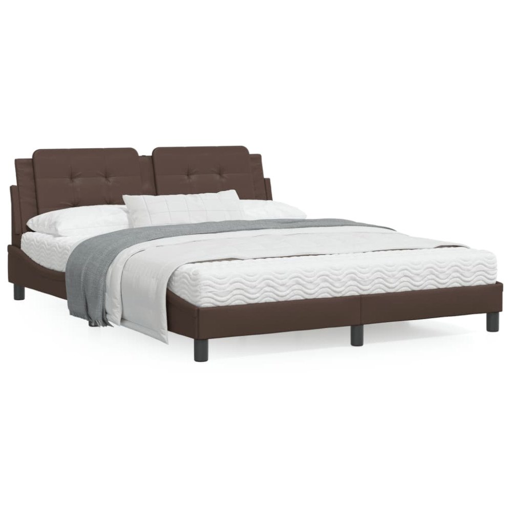 vidaXL Bed with Mattress "Zadar" Brown 160x200 cm Faux Leather