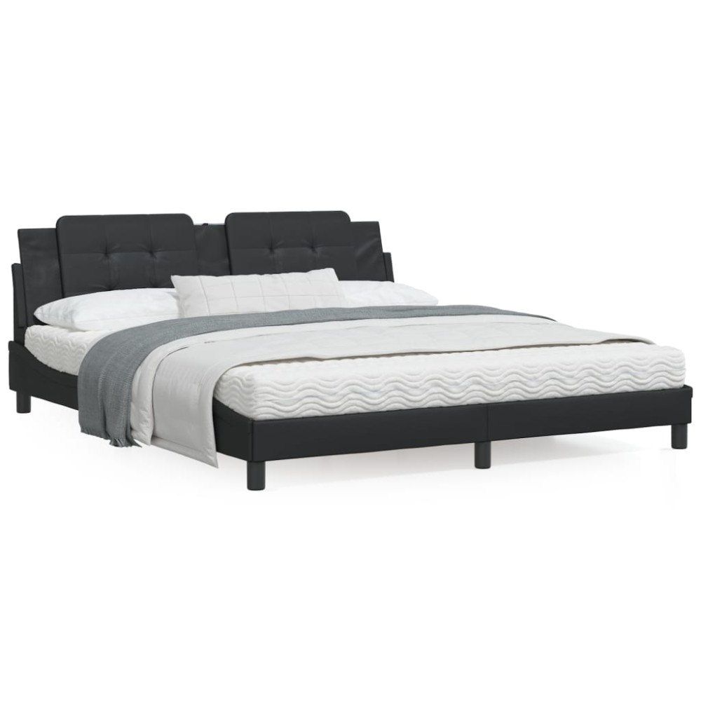 vidaXL Bed with Mattress "Zadar" Black 180x200 cm Faux Leather