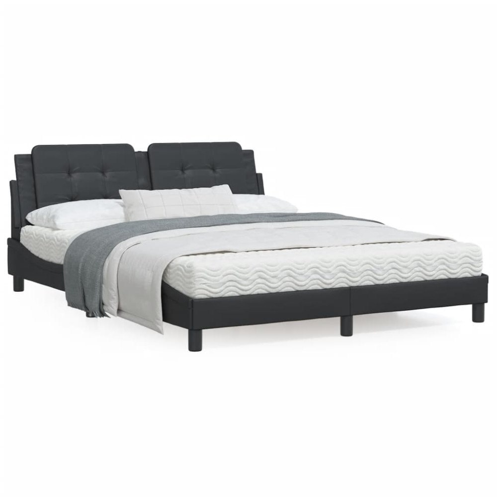 vidaXL Bed with Mattress "Zadar" Black 160x200 cm Faux Leather