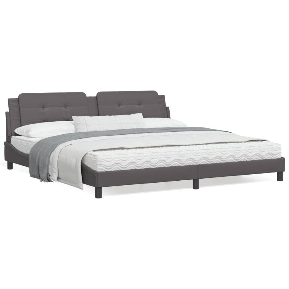 vidaXL Bed Frame without Mattress "Zadar" Grey 200x200 cm Faux Leather