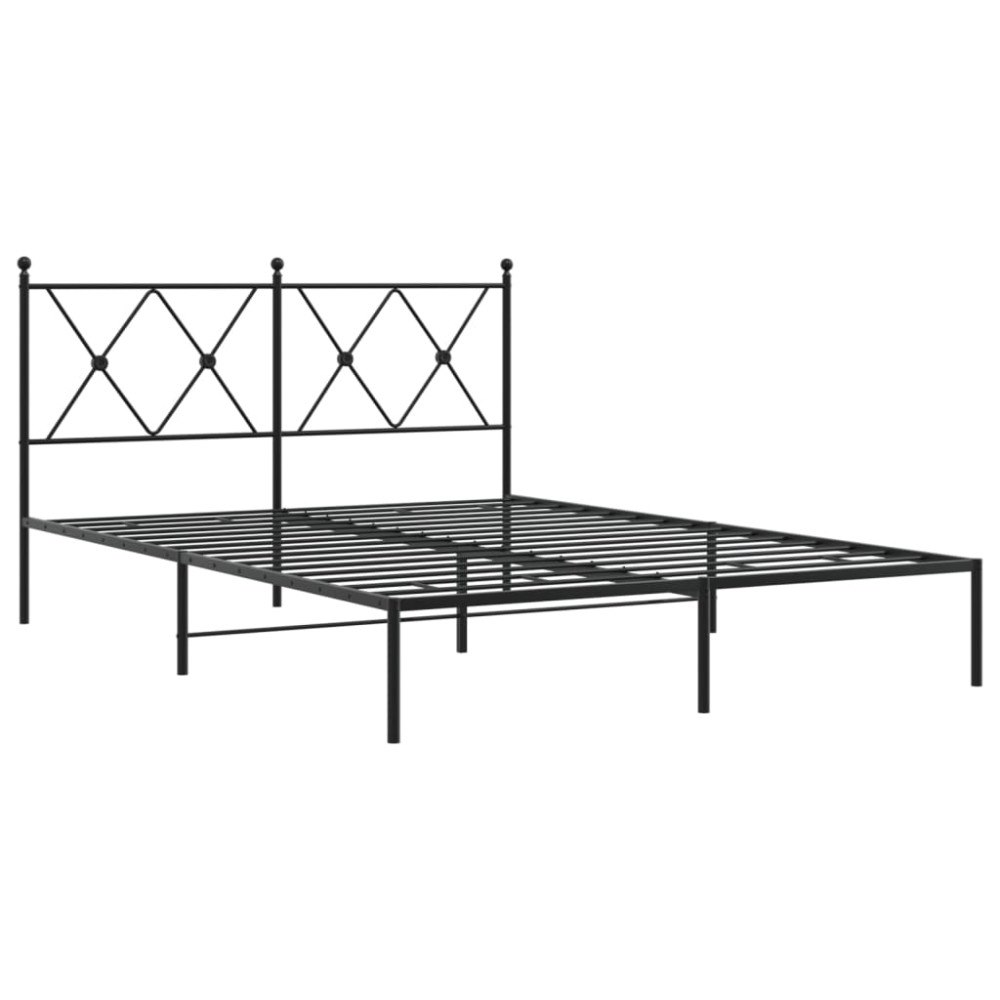 vidaXL Sängram med huvudgavel metall svart 140x190 cm