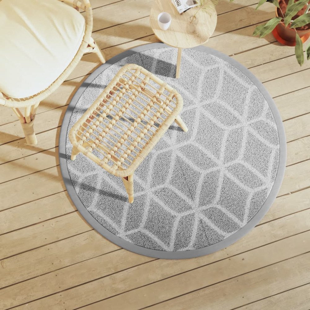 vidaXL Utomhusmatta ARAKIL grå Ø120 cm PP